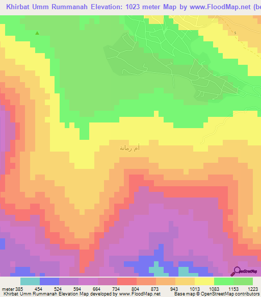 Khirbat Umm Rummanah,Jordan Elevation Map
