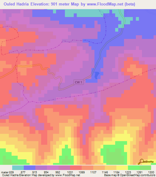 Ouled Hadria,Algeria Elevation Map