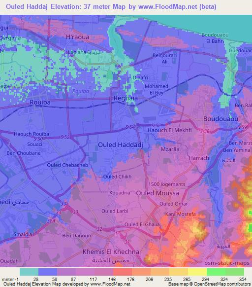 Ouled Haddaj,Algeria Elevation Map