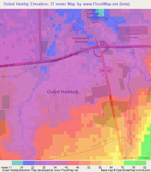 Ouled Haddaj,Algeria Elevation Map