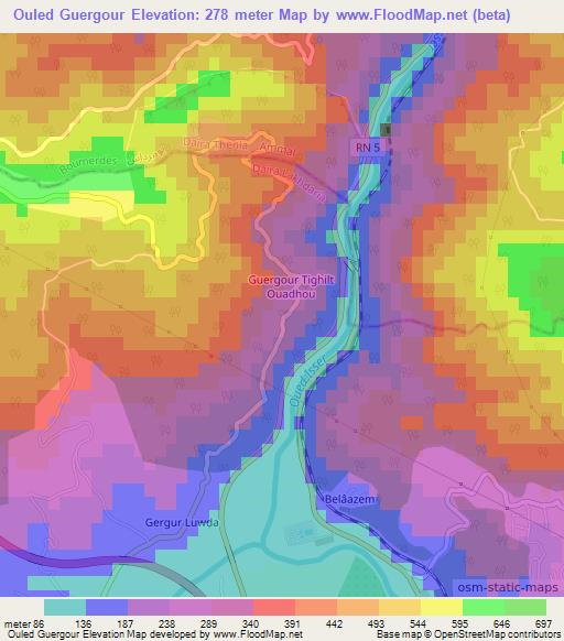 Ouled Guergour,Algeria Elevation Map