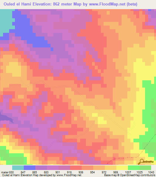 Ouled el Hami,Algeria Elevation Map