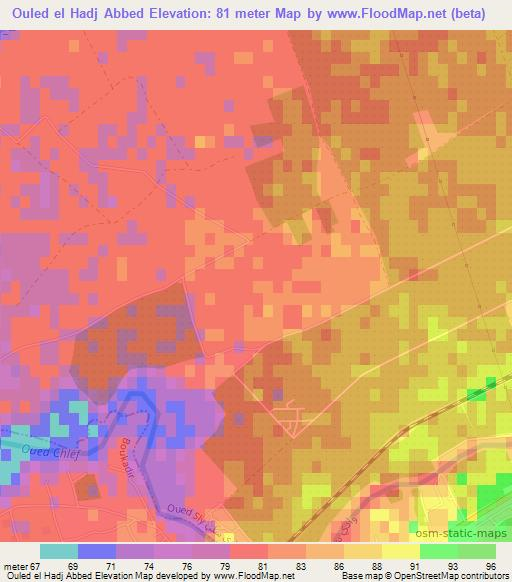 Ouled el Hadj Abbed,Algeria Elevation Map