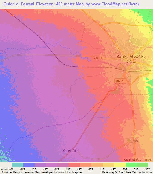 Ouled el Berrani,Algeria Elevation Map