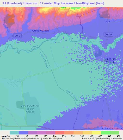 El Khedaiedj,Algeria Elevation Map