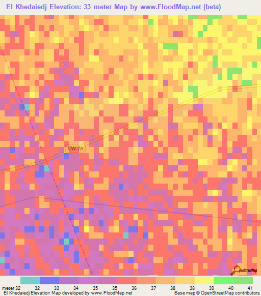 El Khedaiedj,Algeria Elevation Map