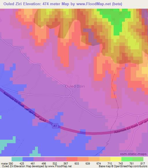 Ouled Ziri,Algeria Elevation Map