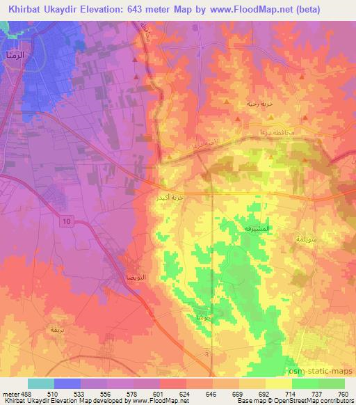 Khirbat Ukaydir,Jordan Elevation Map