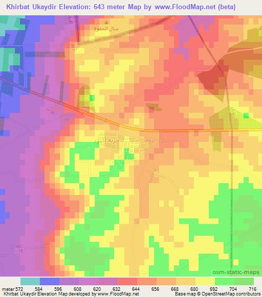 Khirbat Ukaydir,Jordan Elevation Map