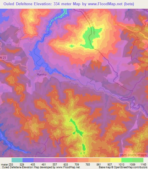 Ouled Defeltene,Algeria Elevation Map