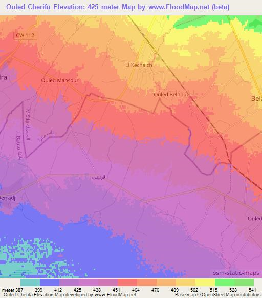 Ouled Cherifa,Algeria Elevation Map