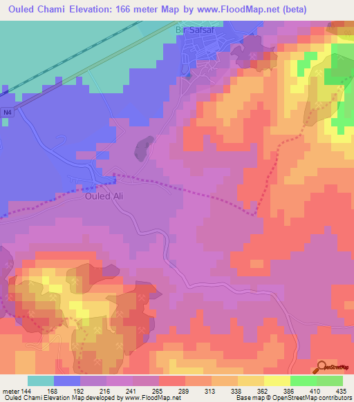 Ouled Chami,Algeria Elevation Map