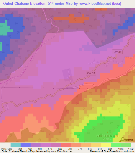 Ouled Chabane,Algeria Elevation Map