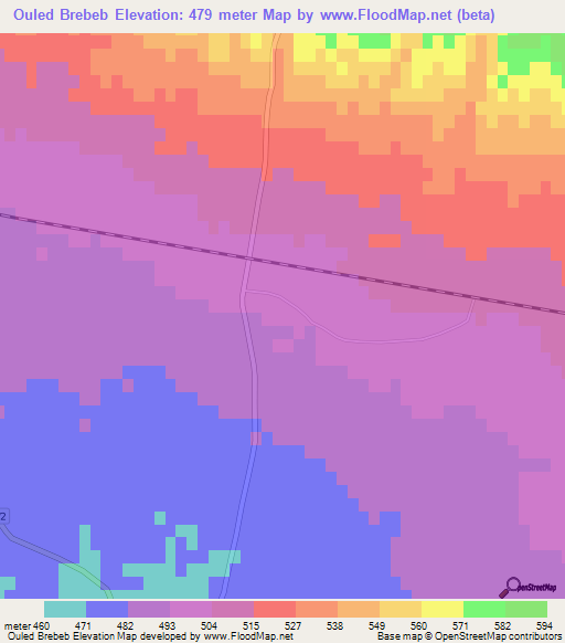 Ouled Brebeb,Algeria Elevation Map