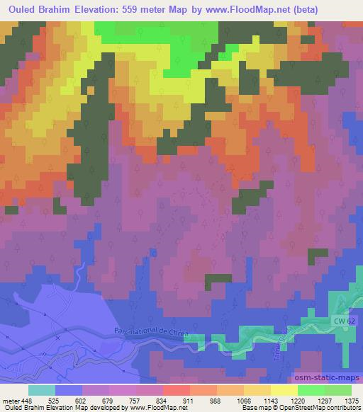 Ouled Brahim,Algeria Elevation Map
