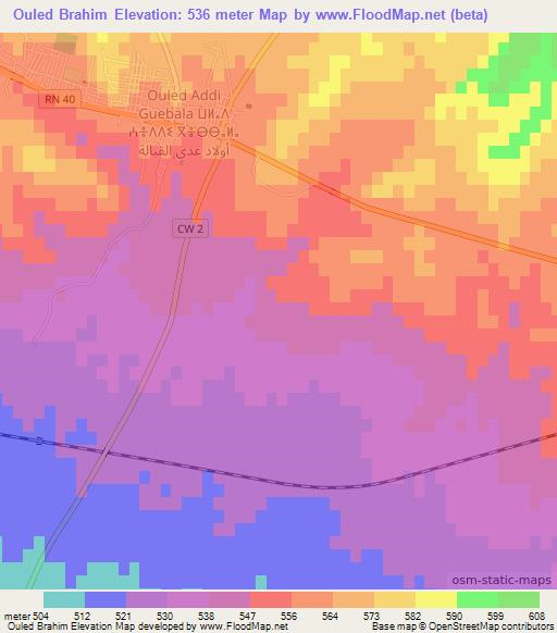 Ouled Brahim,Algeria Elevation Map