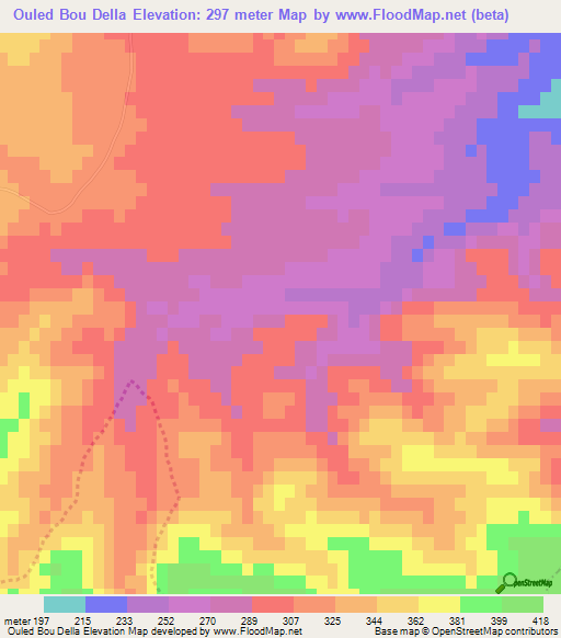 Ouled Bou Della,Algeria Elevation Map