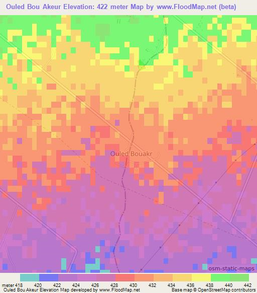 Ouled Bou Akeur,Algeria Elevation Map