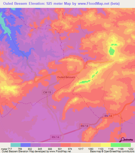 Ouled Bessem,Algeria Elevation Map