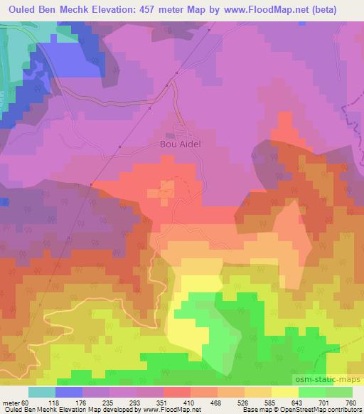 Ouled Ben Mechk,Algeria Elevation Map