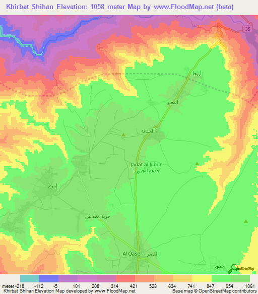 Khirbat Shihan,Jordan Elevation Map