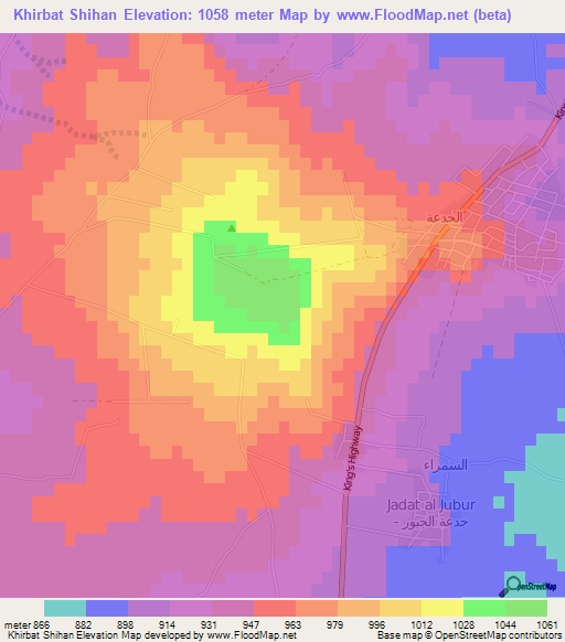 Khirbat Shihan,Jordan Elevation Map