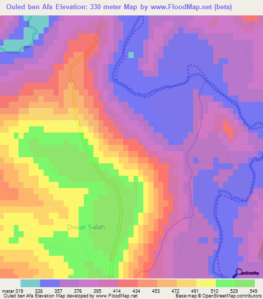 Ouled ben Afa,Algeria Elevation Map