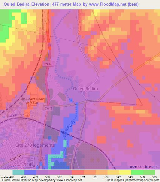 Ouled Bedira,Algeria Elevation Map