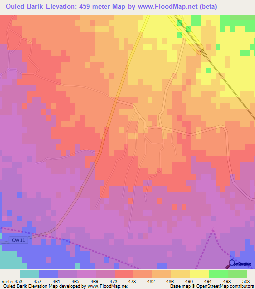 Ouled Barik,Algeria Elevation Map