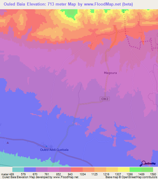 Ouled Baia,Algeria Elevation Map