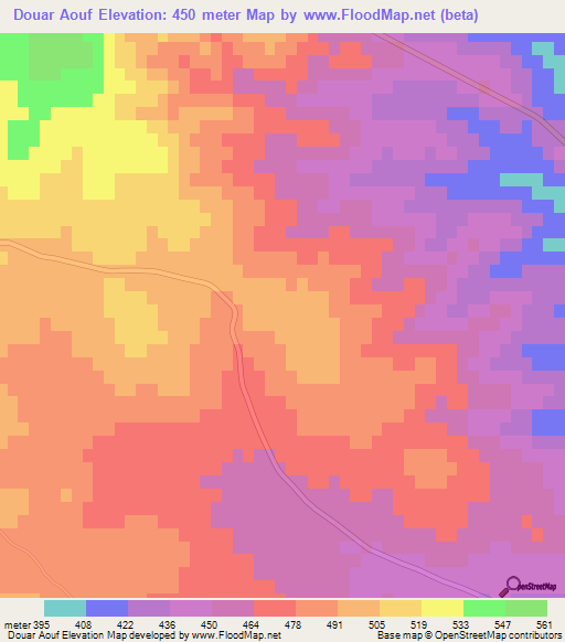 Douar Aouf,Algeria Elevation Map