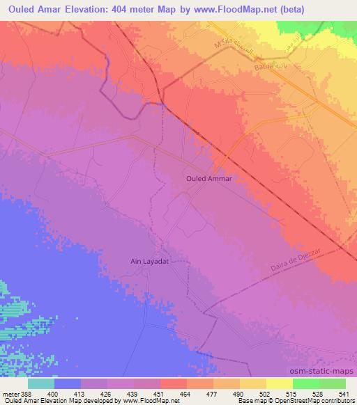 Ouled Amar,Algeria Elevation Map