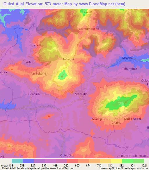 Ouled Allal,Algeria Elevation Map