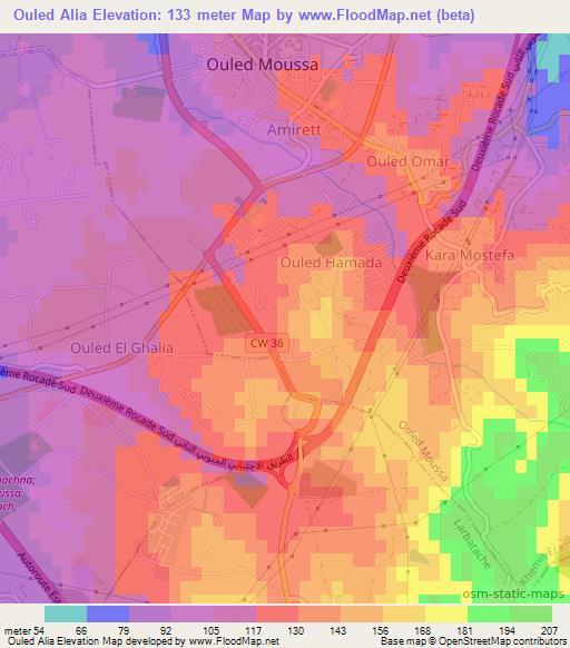 Ouled Alia,Algeria Elevation Map