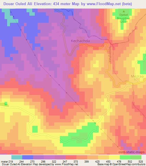 Douar Ouled Ali,Algeria Elevation Map