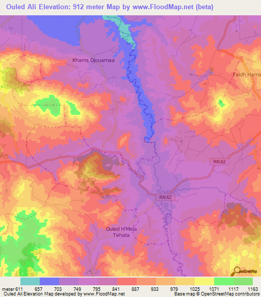 Ouled Ali,Algeria Elevation Map