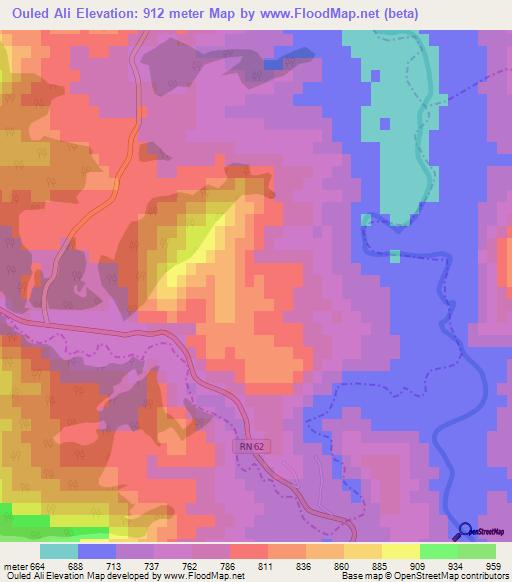Ouled Ali,Algeria Elevation Map