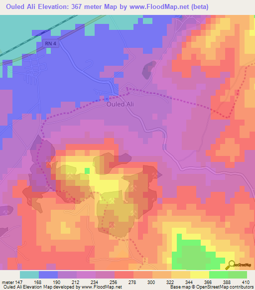 Ouled Ali,Algeria Elevation Map