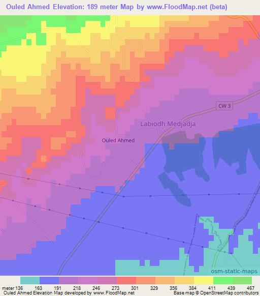 Ouled Ahmed,Algeria Elevation Map