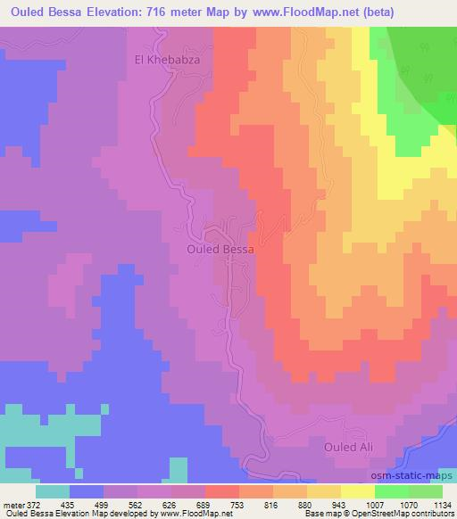 Ouled Bessa,Algeria Elevation Map