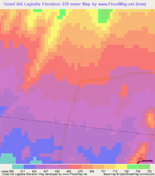 Ouled Adi Lagballa,Algeria Elevation Map