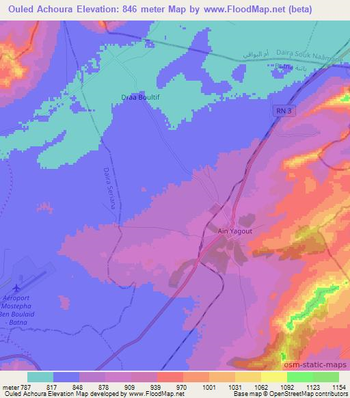 Ouled Achoura,Algeria Elevation Map