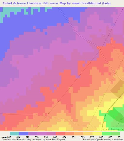Ouled Achoura,Algeria Elevation Map
