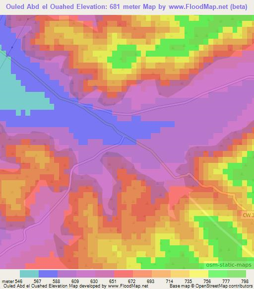 Ouled Abd el Ouahed,Algeria Elevation Map