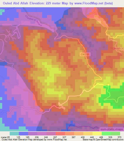 Ouled Abd Allah,Algeria Elevation Map