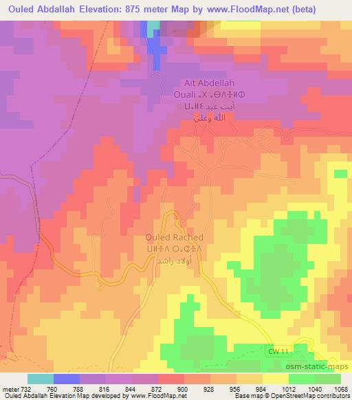 Ouled Abdallah,Algeria Elevation Map