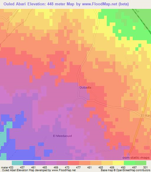 Ouled Abari,Algeria Elevation Map