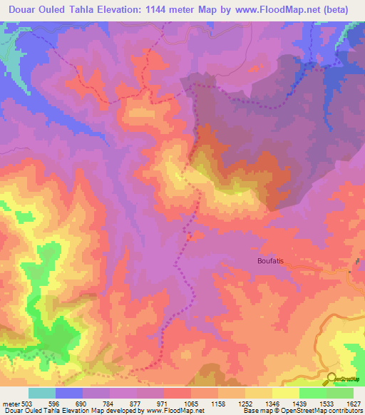 Douar Ouled Tahla,Algeria Elevation Map