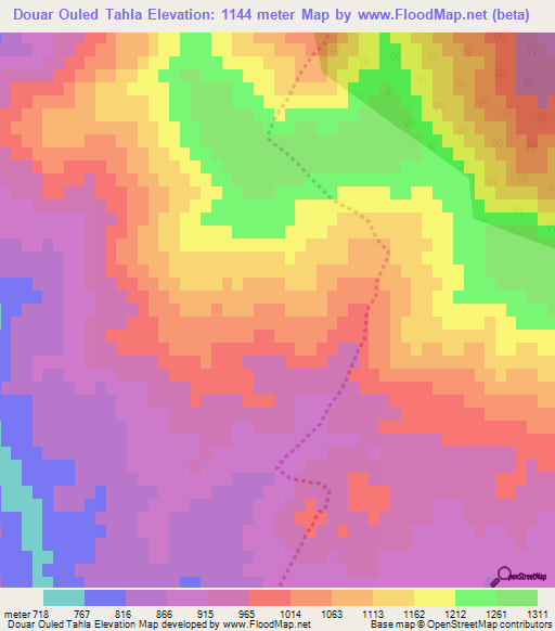 Douar Ouled Tahla,Algeria Elevation Map