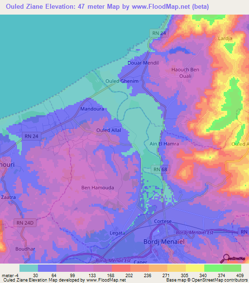 Ouled Ziane,Algeria Elevation Map